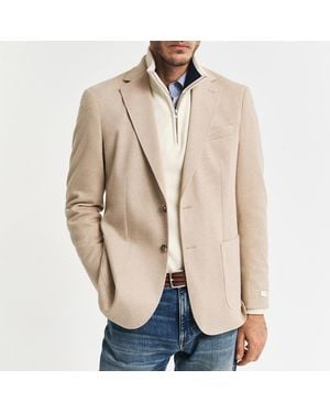 GANT Stone Slim Two-Tone Jersey Blazer - Natural