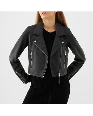 Bolongaro Trevor Minimal Racer Leather Jacket - Black