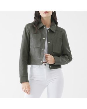 Bolongaro Trevor Dark Lillian Leather Worker Jacket - Grey