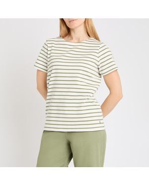 Joules Khaki Stripe Harbour Cotton T-Shirt - Grey