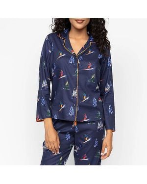 Cyberjammies Ski Print Long Sleeve Pyjama Top - Blue