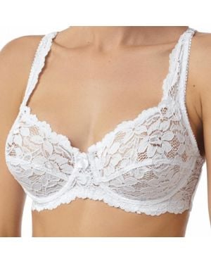 CAMILLE Classic Underwired Floral Lace Bra - White