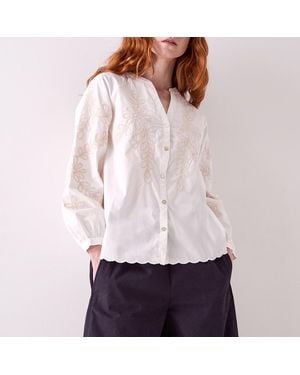East Moira Stitch Embroidery Cotton Shirt - White