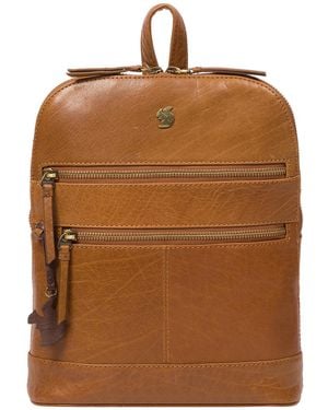 Conkca 'Francisca' Dark Tan Leather Backpack - Brown