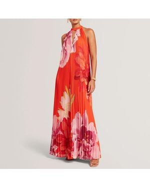 Ted Baker Materva Halter Pleat Maxi Dress - Red