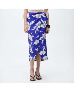 Mango Floral Sarong Skirt - Blue