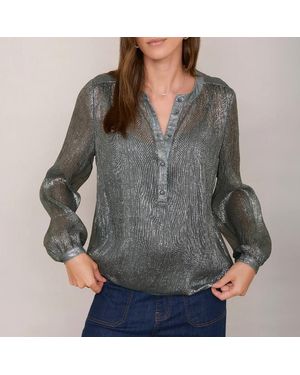 Wyse Shimmer Pia Silk Blend Blouse - Grey