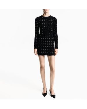 Mango Knitted Dress With Rhinestone Detail - Black