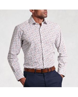 Brook Taverner Tailored Fit Ditsy Floral Shirt - Grey