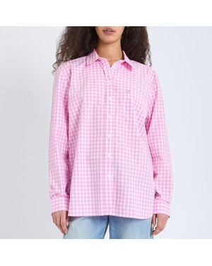 Crew Stripe Relaxed Fit Poplin Shirt - Pink