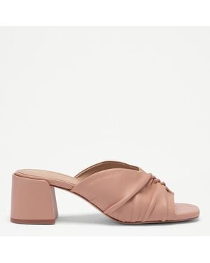 Russell & Bromley Blush Linwood Leather Heeled Mules - Pink