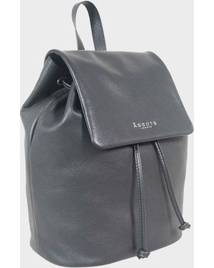 Assots London Grace' Full Grain Leather Flap-Over Backpack - Grey