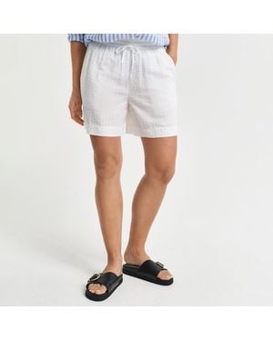 GANT Tonal Striped Seersucker Shorts - White
