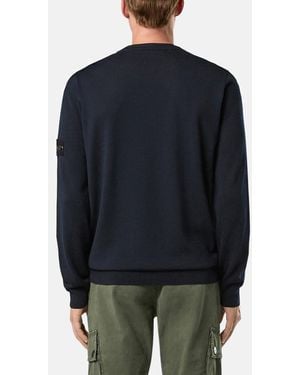 Stone Island Lightweight Wool Jumper - Blue