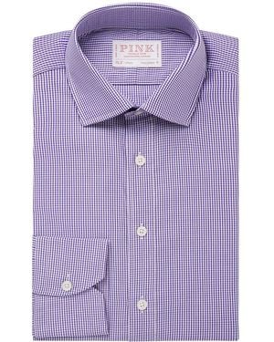 Thomas Pink Micro Check Tailored Fit Cotton Shirt - Purple