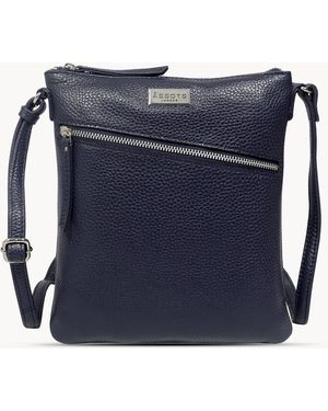 Assots London Rosy' Pebble Grain Soft Real Leather Crossbody Bag - Blue