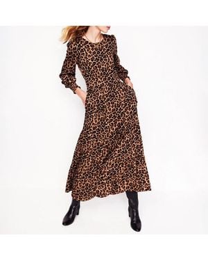 Boden Cheetah Tabitha Tiered Dress - Brown