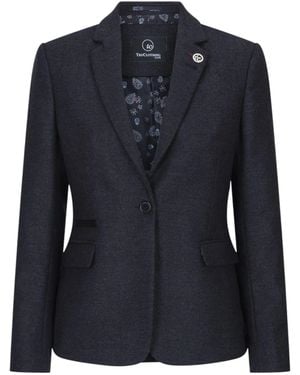 TruClothing Herringbone Check Tweed Wool Blend Blazer - Blue