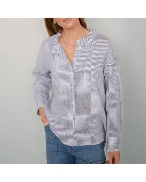 Wyse Stripe Odile Linen Shirt - Grey
