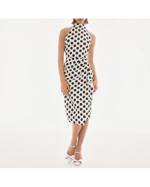 Joseph Ribkoff Spot Halterneck Dress - White