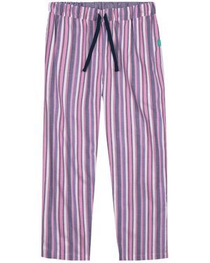 Lounge Loungewear Bottoms Organic Brushed Cotton Vaquita Design And Stripes - Purple