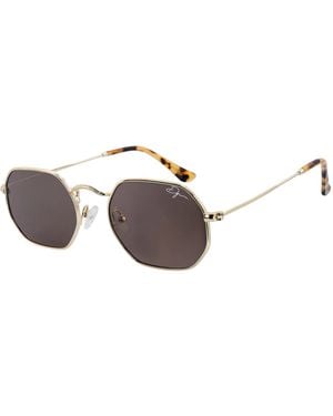 Infinity Leather De-Gamme Retro Rectangle Polarized Sunglasses - Metallic