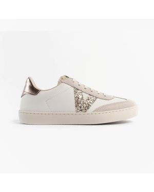 Victoria Light Faux Leather & Shearling Cyclist Trainers - White