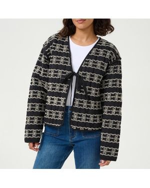 Kaffe Embroidered Ronia Cotton Jacket - Black