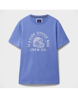 Crew Printed Oyster Cotton T-Shirt - Blue