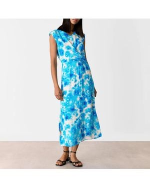 Whistles Sprayed Flowers Daina Dress - Blue