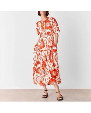 Whistles Bloom Floral Midi Dress - Red