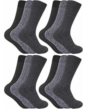 Sock Snob 12 Pairs Winter Warm Wool Blend Hiking Socks For Boots - Black