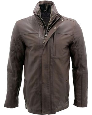 Infinity Leather Classic Warm Leather Mid Length Overcoat-Eastwood - Grey