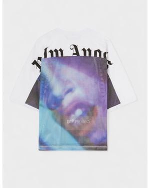 Palm Angels Getty Miami Face V-Overtee - Blue