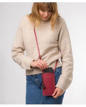Conkca 'Siren' Orchid Leather Cross Body Phone Bag - Natural