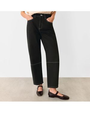 Whistles Contrast Detail Barrel Jeans - Black