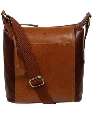 NiNa Amora 'Tiziana' Conker & Dark Tan Leather Shoulder Bag - Brown