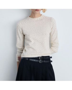 Mango Polka-Dot Round Neck Jumper - Grey
