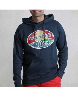 Weird Fish Bryant Graphic Pop Over Cotton Blend Hoodie - Blue