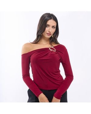 Needs No Label Burgundy Jersey Hardware Top - Red