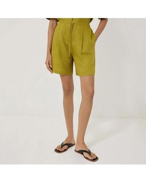 Jigsaw Linen Bermuda Shorts - Yellow