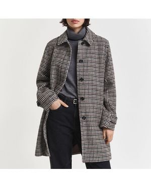 GANT Checked Wool Blend Car Coat - Black
