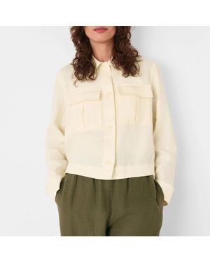 Whistles Ivory Abby Linen Casual Jacket - Natural