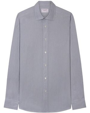 Thomas Pink Stripe Tailored Fit Cotton Shirt - Grey