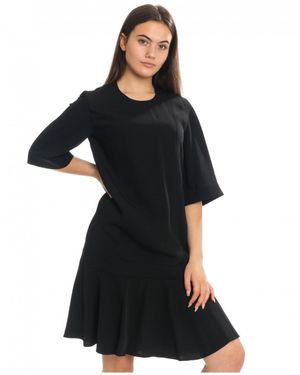 Calvin Klein Smooth Twill Flared Dress - Black