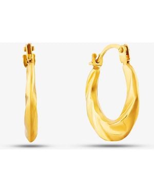 T.H.Baker 9Ct Graduated Twist Creole Hoop Earrings Uer119Y - Metallic