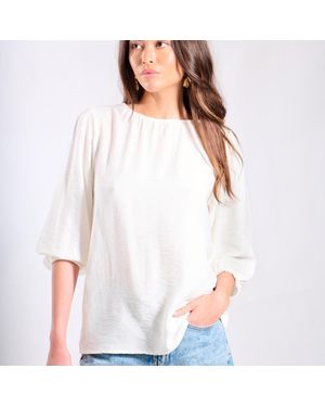 Needs No Label Puff Sleeve Blouse - White