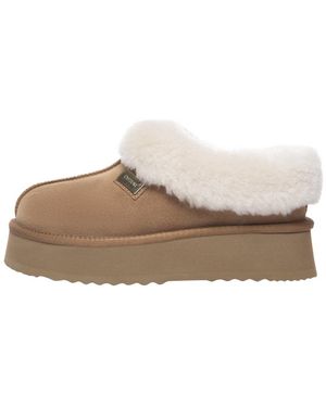 EVER AU Chestnut Topknot Suede Platform Slippers - Brown