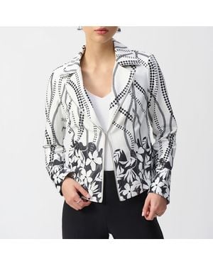 Joseph Ribkoff Floral Biker Jacket - Grey