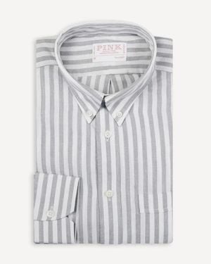 Thomas Pink Tailored Fit Stripe Smart Casual Shirt - Grey